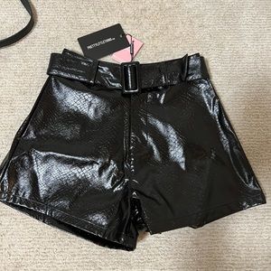 Pretty Little Thing Black Croc Vinyl Belted Runner